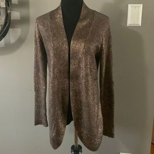 Chicos bronze metallic sweater jacket, size (1)